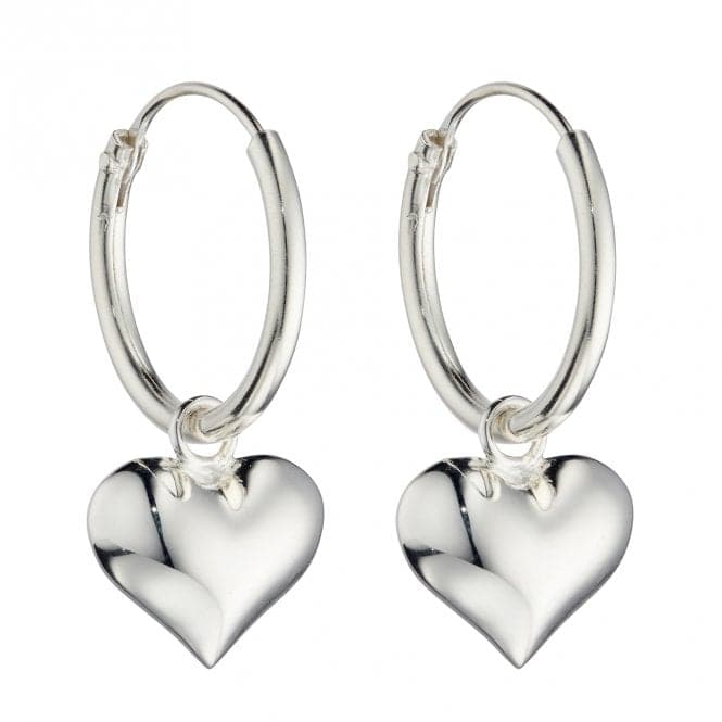 Puffed Heart Charm Assembled Hoop Earrings E6005BeginningsE6005