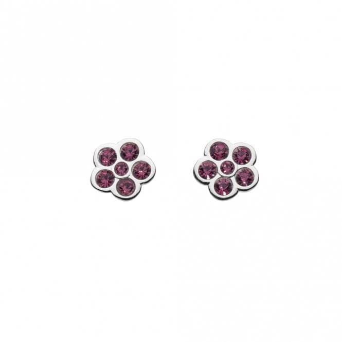 Purple Crystal Flower Stud Earrings 3245PCRDew3245PCR