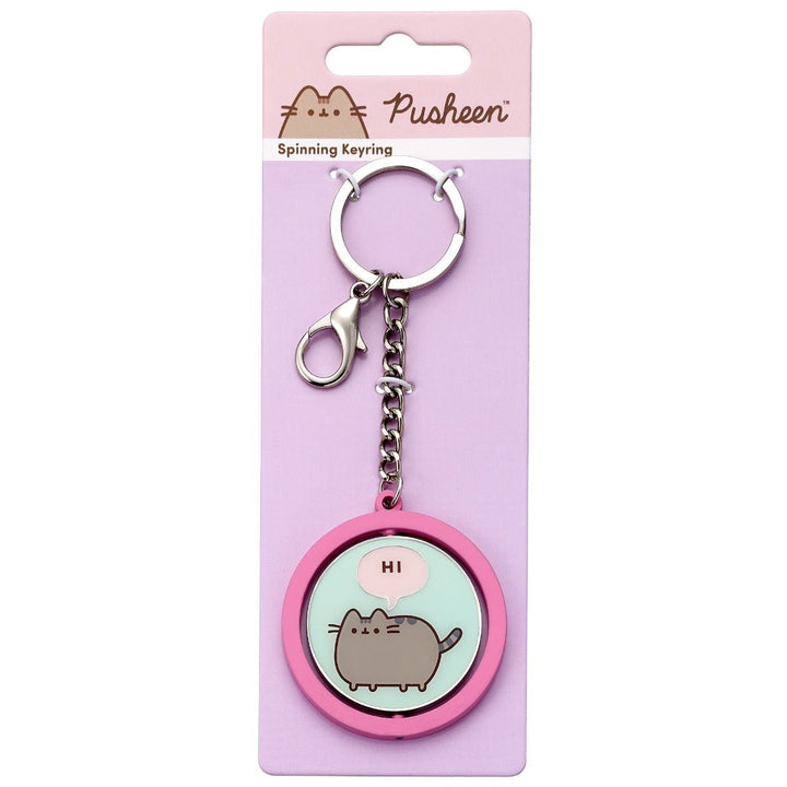 Pusheen the Cat Pink & Blue "Hi , Bye" Spinning Keyring PTCK0108PusheenPTCK0108