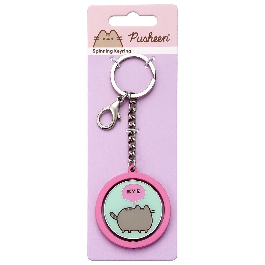 Pusheen the Cat Pink & Blue "Hi , Bye" Spinning Keyring PTCK0108PusheenPTCK0108