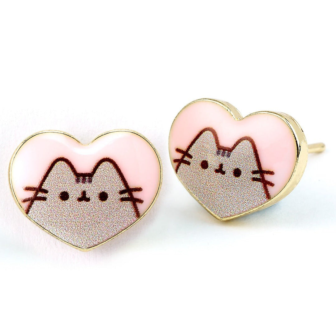 Pusheen the Cat Pink Enamel and Gold Heart Stud Earrings PTCE0104PusheenPTCE0104