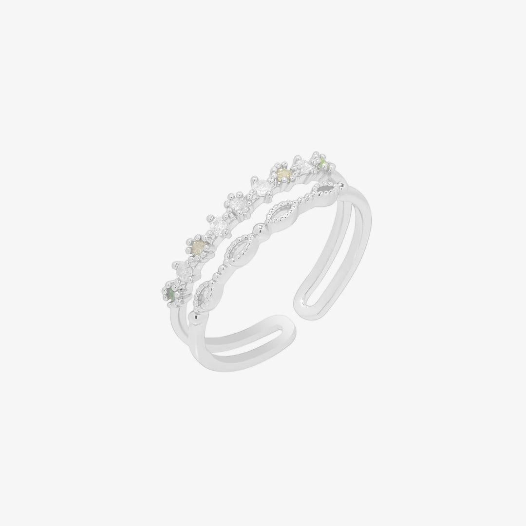 Peridot Cubic Layered Ring-5