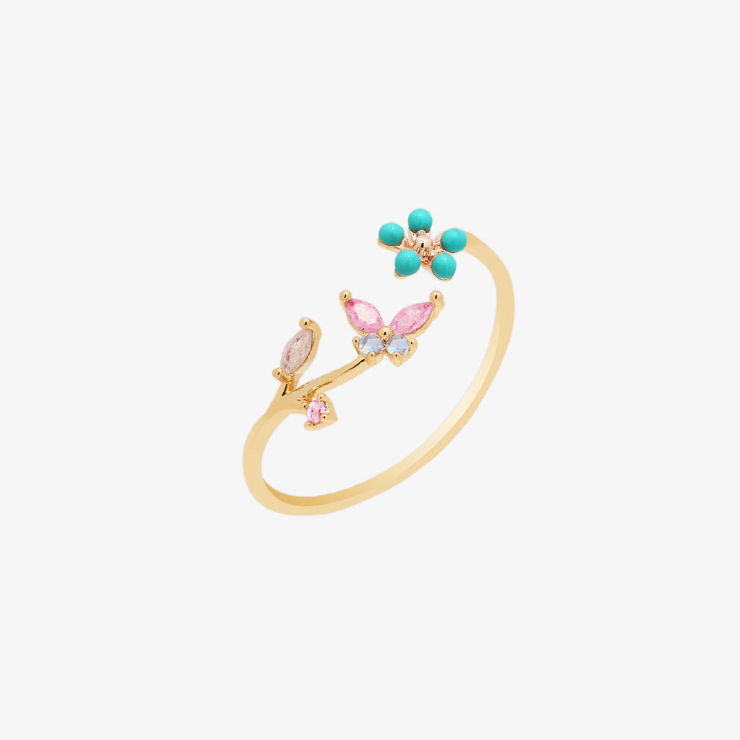 Turquoise Blossom Butterfly Ring-0