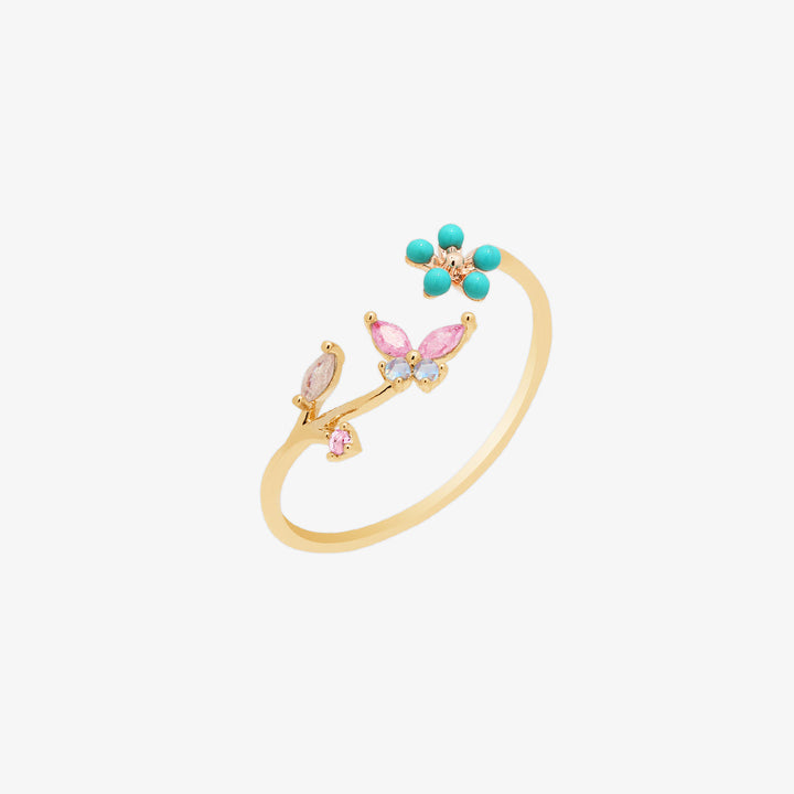 Turquoise Blossom Butterfly Ring-0