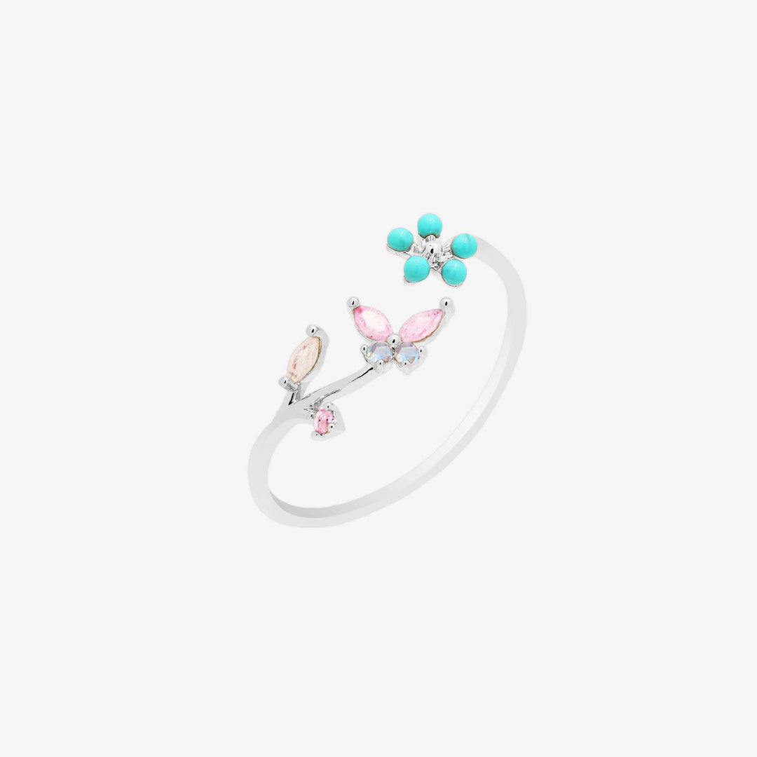 Turquoise Blossom Butterfly Ring-5