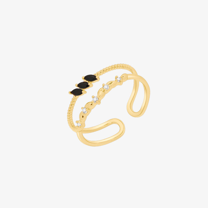 Black cubic layered ring-0