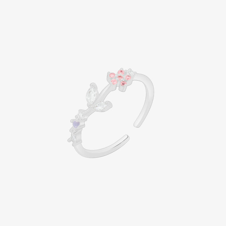 Moonstone flower leaf ring-5