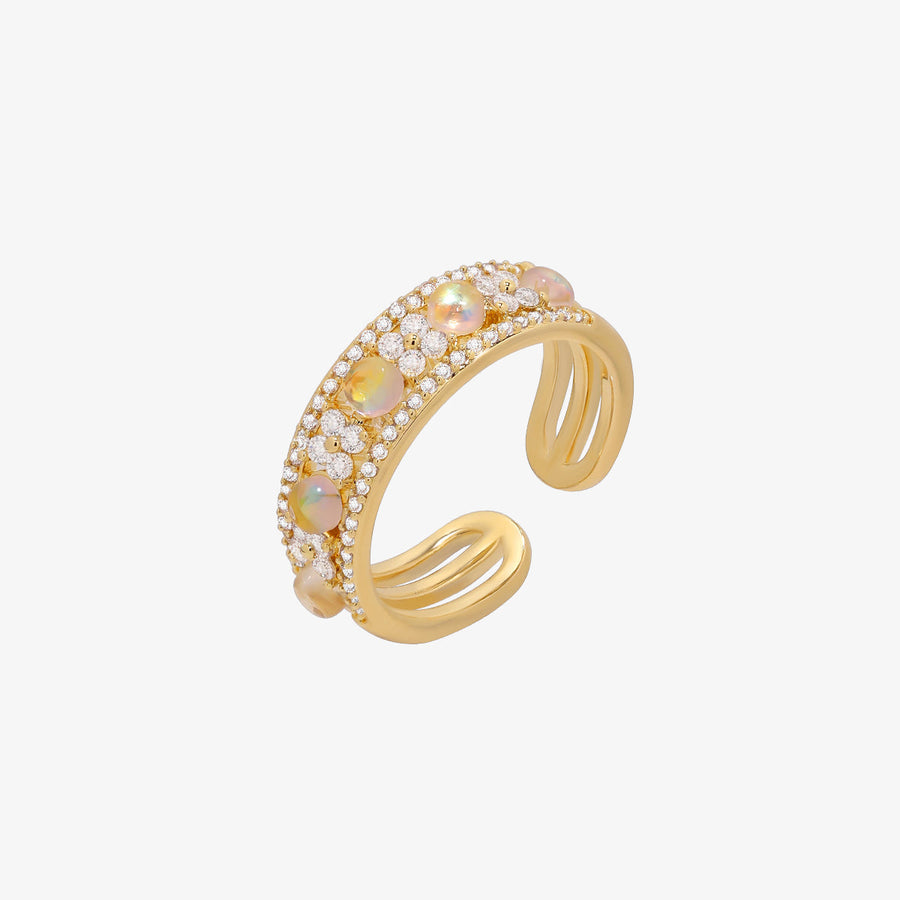 Moonstone flower layered ring