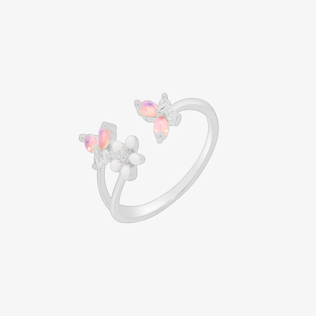 White Petal Butterfly Ring-5