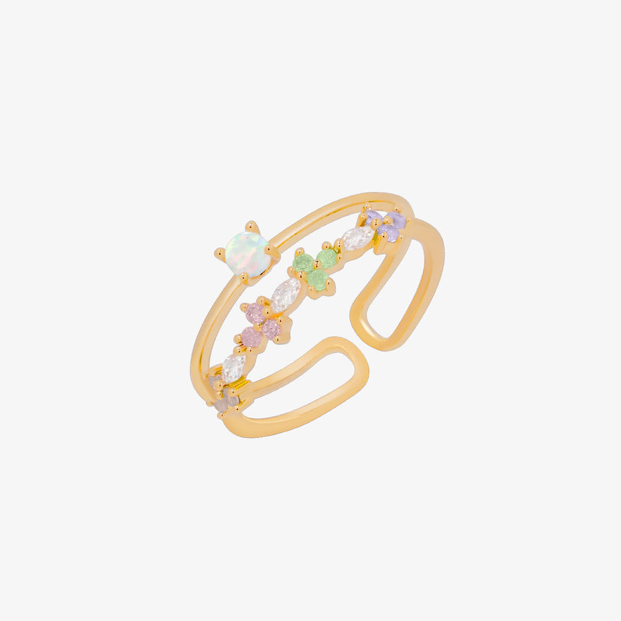 Layered Opal Bloom Ring
