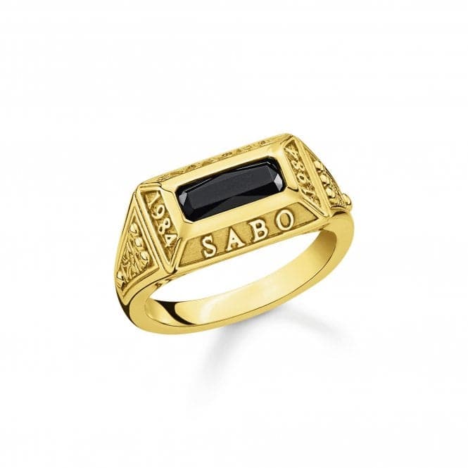 Rebel At Heart Gold Plated Black College Ring TR2243 - 966 - 11Thomas Sabo Sterling SilverTR2243 - 966 - 11 - 60