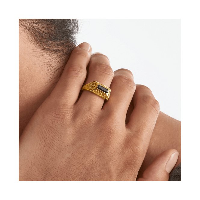 Rebel At Heart Gold Plated Black College Ring TR2243 - 966 - 11Thomas Sabo Sterling SilverTR2243 - 966 - 11 - 60