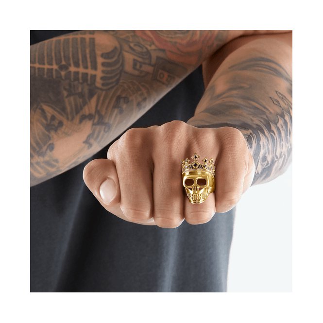 Rebel At Heart Gold Plated Skull King Ring TR2207 - 414 - 11Thomas Sabo Sterling SilverTR2207 - 414 - 11 - 60