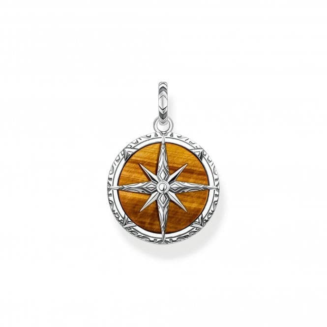 Rebel At Heart Tiger's Eye Compass Pendant PE833 - 826 - 2Thomas Sabo Sterling SilverPE833 - 826 - 2