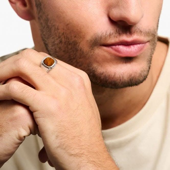 Rebel At Heart Tiger's Eye Ring TR2388 - 826 - 2Thomas Sabo Sterling SilverTR2388 - 826 - 2 - 60