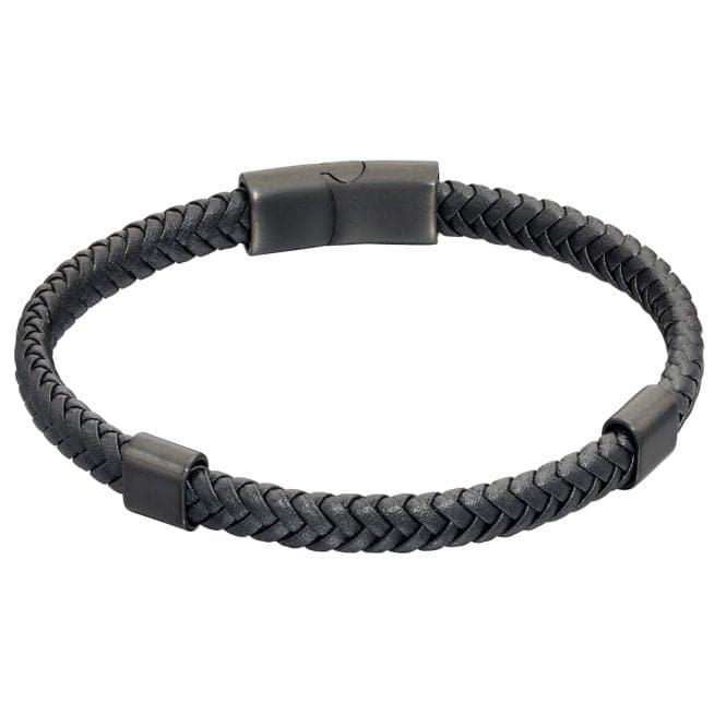 Reborn Clasp Black Recycled Leather Bracelet B5322Fred BennettB5322