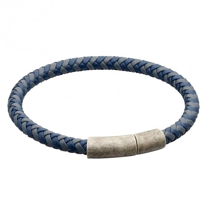 Reborn Two Tone Navy Plated Recycled Leather Bracelet B5325Fred BennettB5325