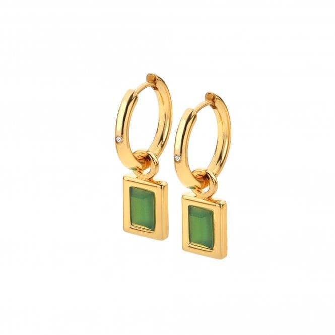 Rectangle Green Agate Earrings DE766Hot Diamonds x GemstonesDE766