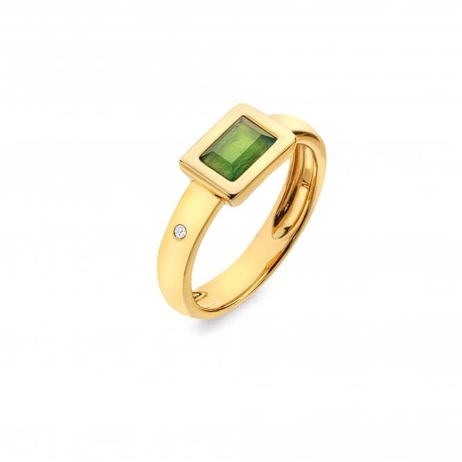 Rectangle Green Agate Ring DR263Hot Diamonds x GemstonesDR263/XS