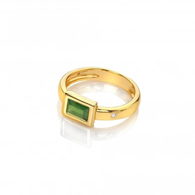 Rectangle Green Agate Ring DR263Hot Diamonds x GemstonesDR263/XS