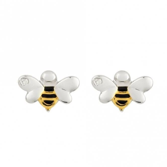 Recycled Silver &amp; Gold Plated Bee Stud Earrings E6156D for DiamondE6156