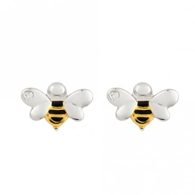 Recycled Silver & Gold Plated Bee Stud Earrings E6156D for DiamondE6156