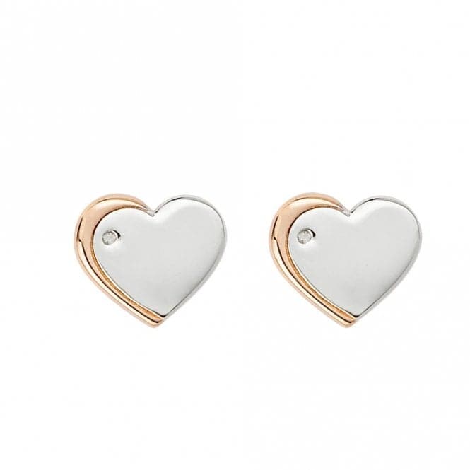 Recycled Silver & Rose Gold Plated Heart Stud Earrings E6159D for DiamondE6159