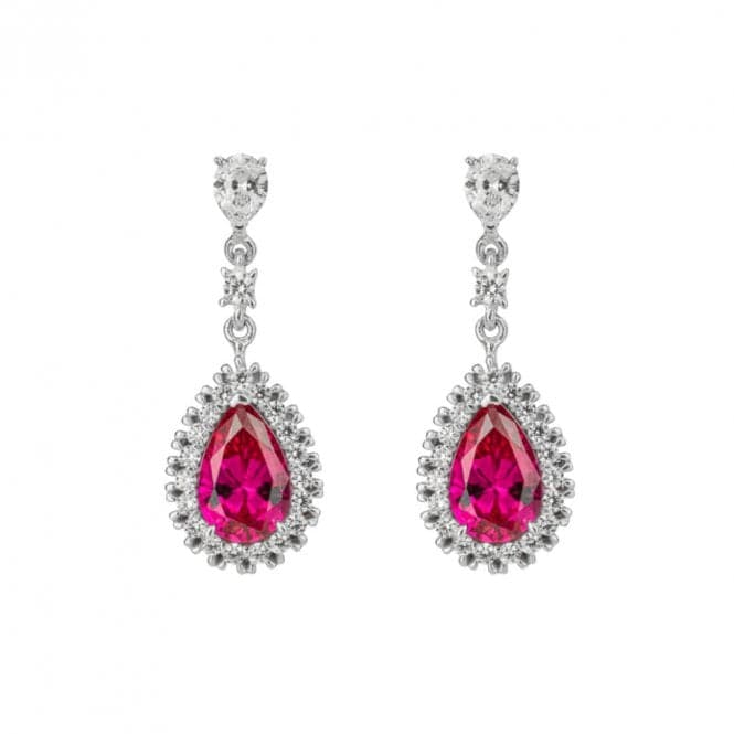 Red Zirconia Teardrop Pave Surround Earrings E6193DiamonfireE6193