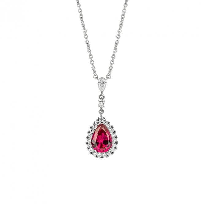 Red Zirconia Teardrop Pave Surround Necklace N4501DiamonfireN4501