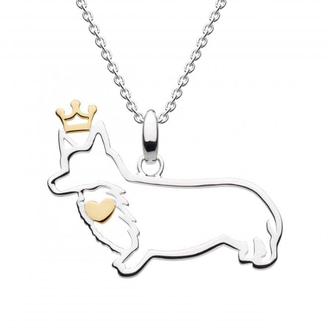 Regal Corgi with Gold Plated Heart and Crown Pendant 9376GDDew9376GD