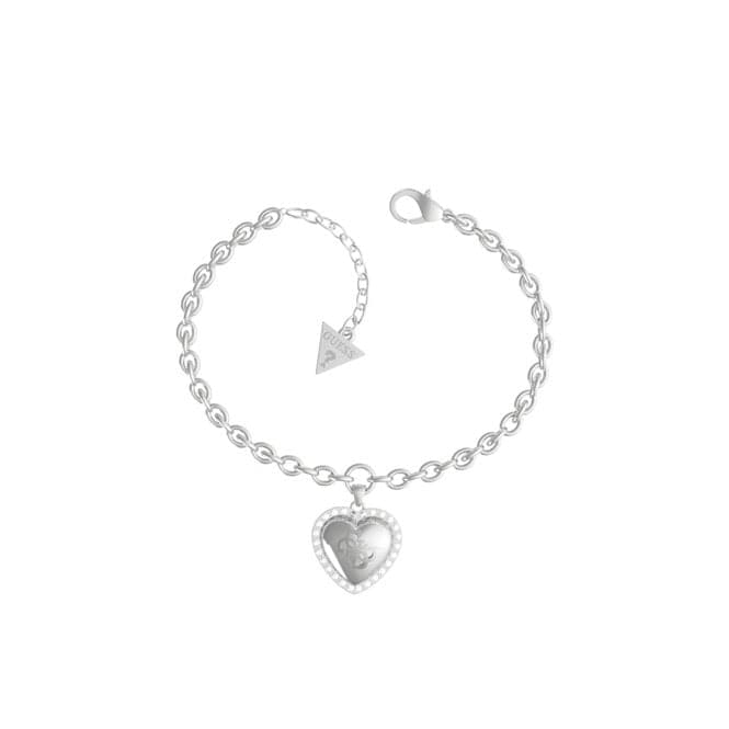 Rhodium 4G Logo Heart Crystals Bracelet UBB01077RHLGuess JewelleryUBB01077RHL