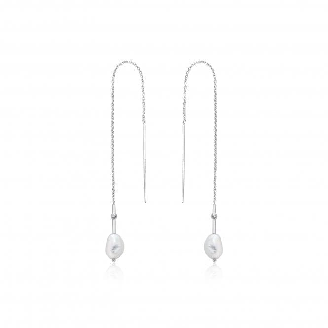 Rhodium Pearl Threader Earrings E019 - 01HAnia HaieE019 - 01H