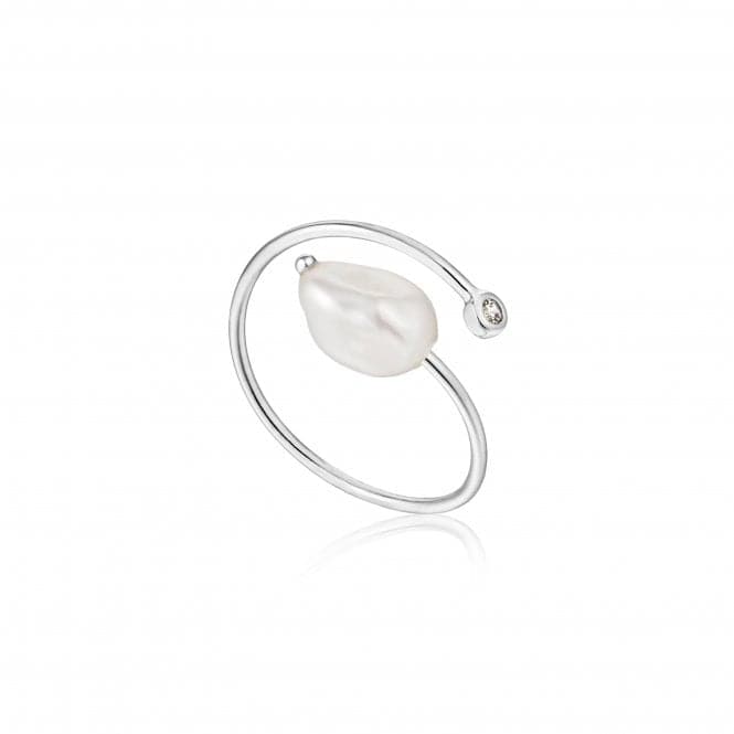 Rhodium Pearl Twist Adjustable Ring R019 - 01HAnia HaieR019 - 01H