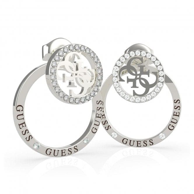 Rhodium Plated Swarovski Crystal Circle Pave Stud Earrings UBE79095Guess JewelleryUBE79095