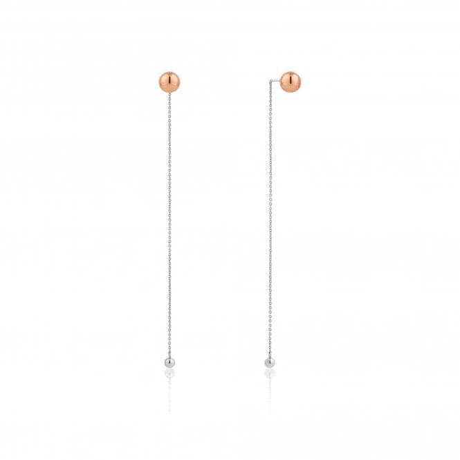 Rhodium Plated With Rose Gold Orbit Drop Earrings E001 - 04TAnia HaieE001 - 04T