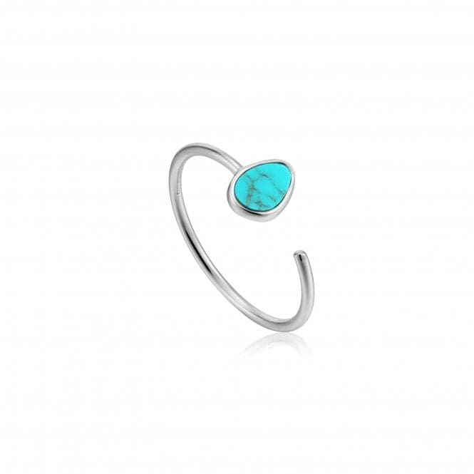 Rhodium Tidal Turquoise Adjustable Ring R027 - 02HAnia HaieR027 - 02H