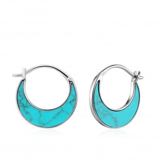 Rhodium Tidal Turquoise Crescent Earrings E027 - 07HAnia HaieE027 - 07H