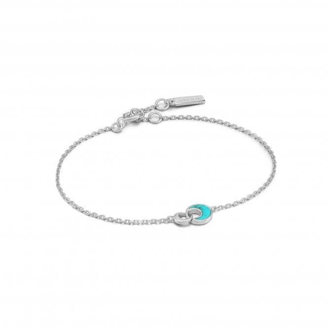 Rhodium Tidal Turquoise Crescent Link Bracelet B027 - 03HAnia HaieB027 - 03H