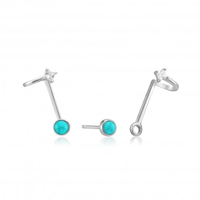 Rhodium Tidal Turquoise Double Stud Earrings E027 - 03HAnia HaieE027 - 03H