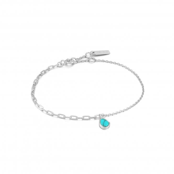 Rhodium Tidal Turquoise Mixed Link Bracelet B027 - 02HAnia HaieB027 - 02H