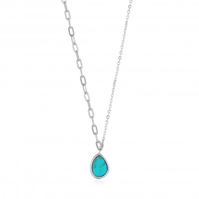 Rhodium Tidal Turquoise Mixed Link Necklace N027 - 02HAnia HaieN027 - 02H