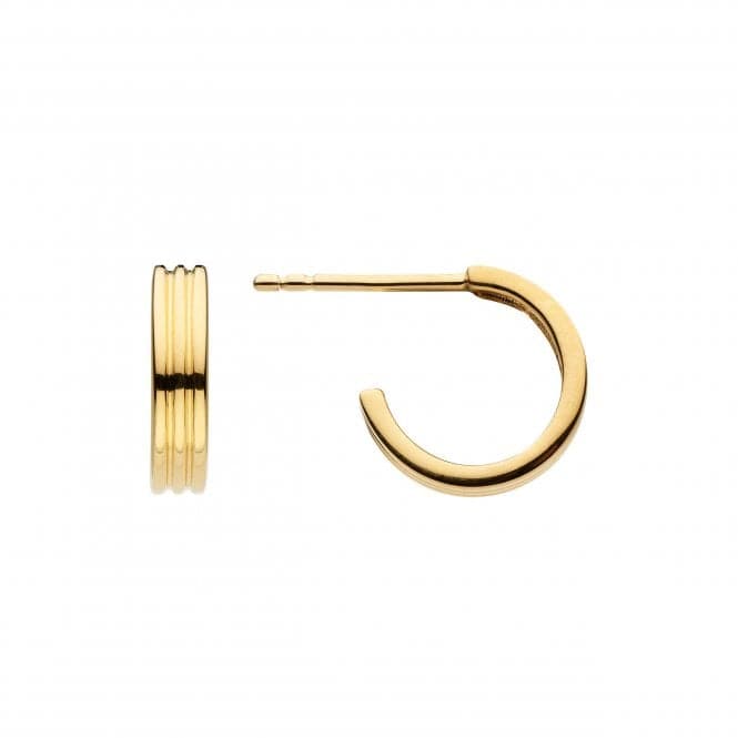 Ribbed Gold Plated 11mm Stud Hoop Earrings 66858GDDew66858GD