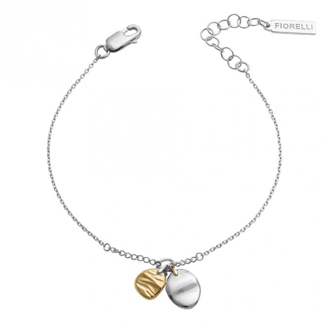 Ripple Effect Plain Yellow Gold Plating Disc Bracelet B5385Fiorelli SilverB5385