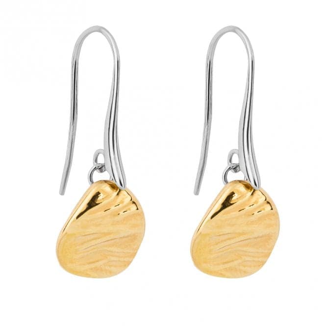 Ripple Effect Yellow Gold Drop Disc Earrings E6284Fiorelli SilverE6284