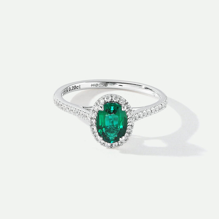 Rosalind | 9ct White Gold 0.20ct tw Lab Grown Diamond and Created Emerald RingCreated BrillianceBA0072176 - L