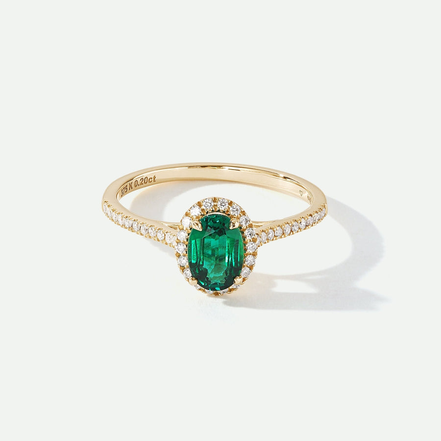 Rosalind | 9ct Yellow Gold 0.20ct tw Lab Grown Diamond and Created Emerald RingCreated BrillianceBA0072183 - M