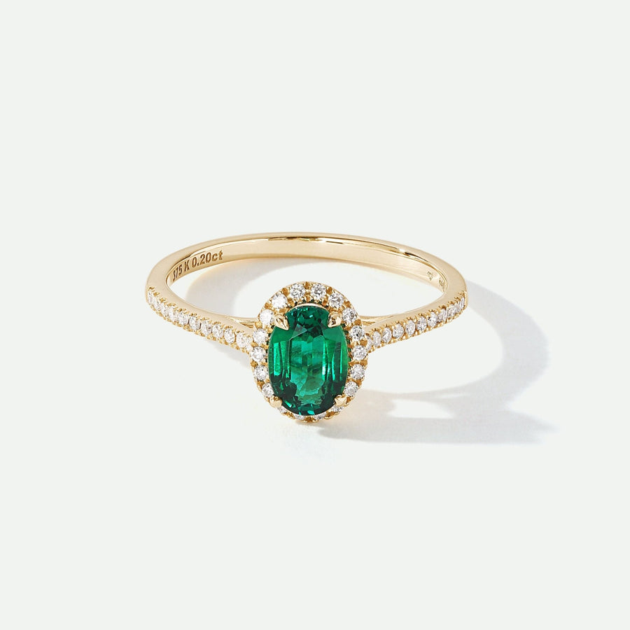 Rosalind | 9ct Yellow Gold 0.20ct tw Lab Grown Diamond and Created Emerald RingCreated BrillianceBA0072183 - O