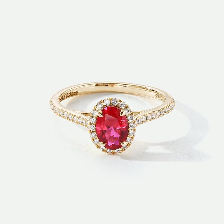 Rosalind | 9ct Yellow Gold 0.20ct tw Lab Grown Diamond and Created Ruby RingCreated BrillianceBA0072184 - M