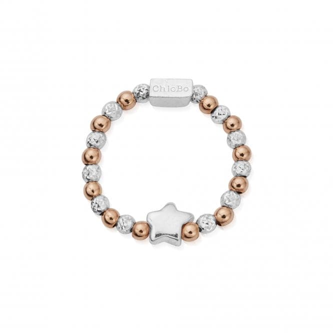 Rose Gold And Silver Mini Inset Star RingChloBoMR3STAR - Large