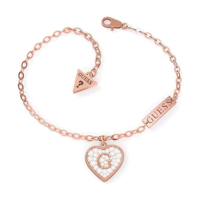 Rose Gold Pave Heart Swarovski Crystal Bracelet UBB79064 - LGuess JewelleryUBB79064 - L